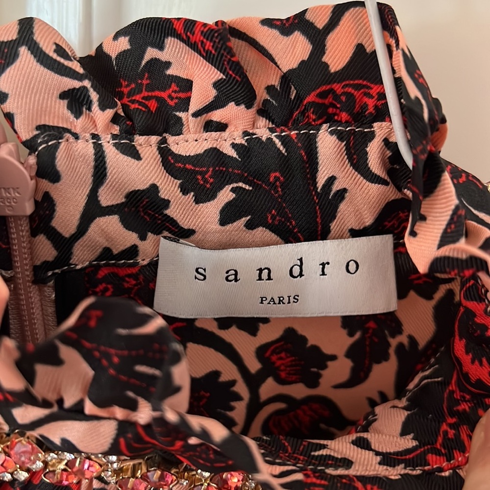 Sandro Paris crystal embellished floral print dress - Picture 2 of 5